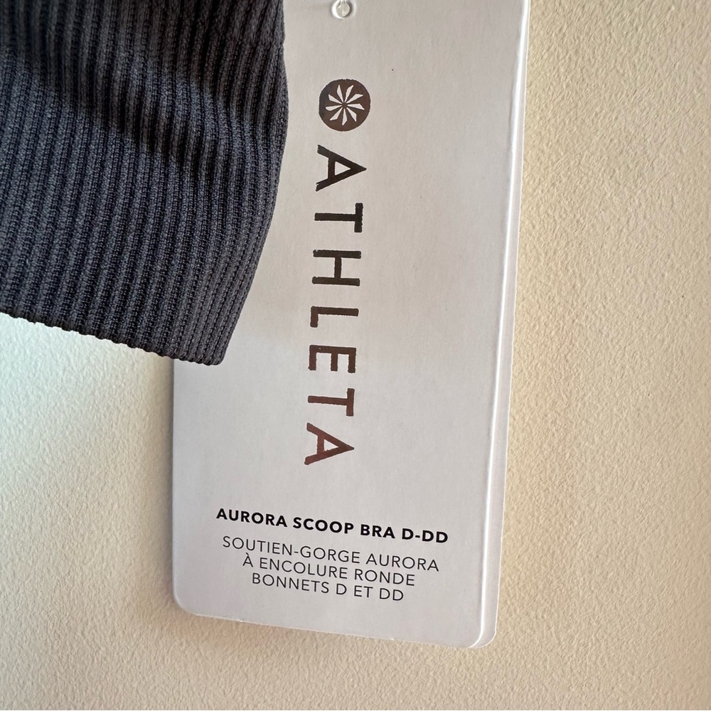 NWT Athleta XL D-DD Aurora Black Ribbed Scoop Sports Bra cross back new support - Picture 9 of 12